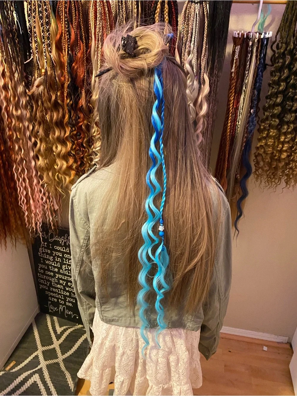 Bright Blue Curly Hair Extension Accent
